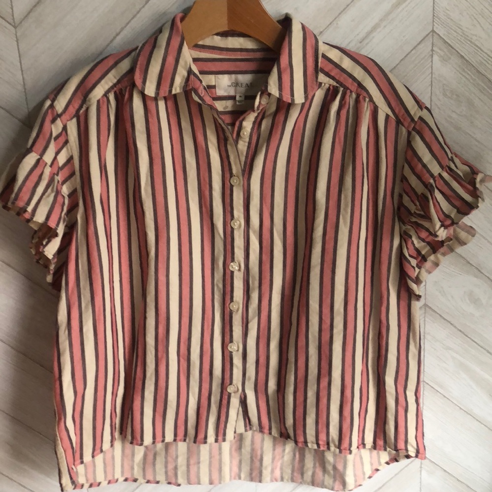 The Great. Pink striped Button up top 00